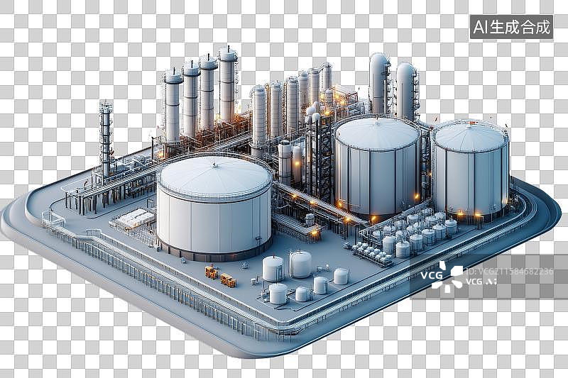 【AI数字艺术】现代化工业炼油厂模型图片素材