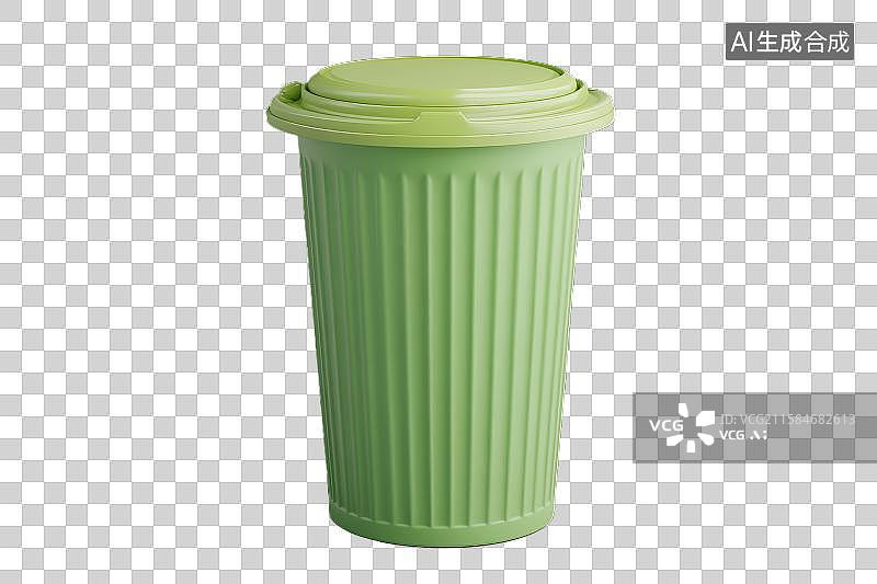 【AI数字艺术】绿色塑料垃圾桶图片素材