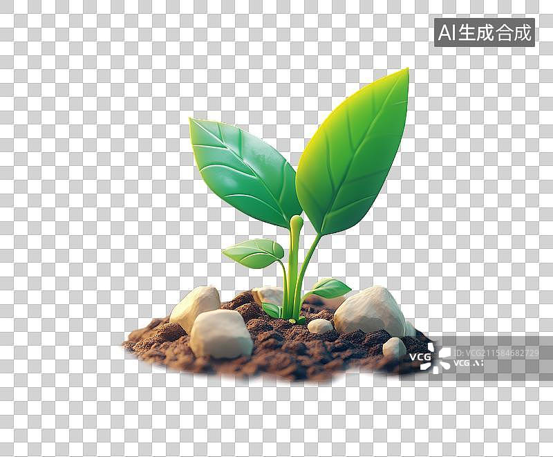 【AI数字艺术】新生绿芽破土而出图片素材