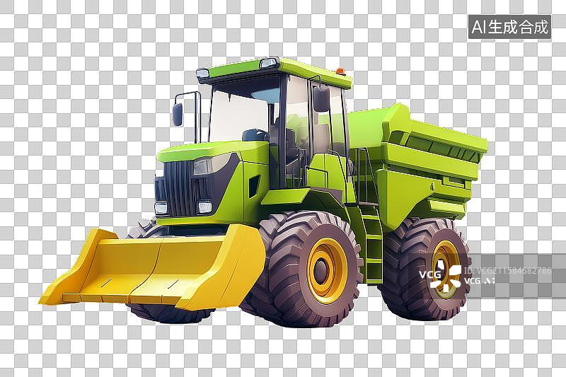 【AI数字艺术】绿色装载机卡通形象图片素材