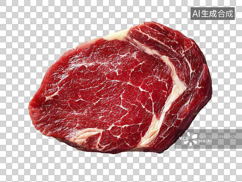 【AI数字艺术】新鲜生牛肉牛排，带有大理石纹理图片素材