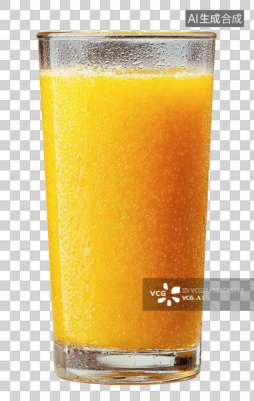 【AI数字艺术】一杯装满鲜榨橙汁的玻璃杯图片素材