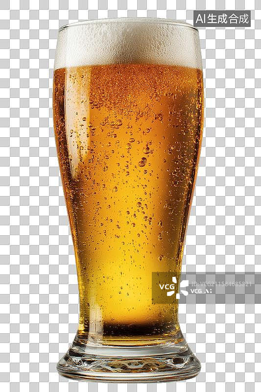 【AI数字艺术】一杯泡沫丰富的冰镇啤酒图片素材