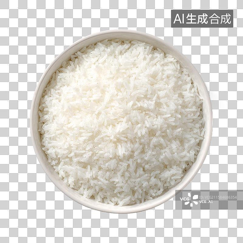 【AI数字艺术】一碗白碗装的熟长粒白米饭图片素材