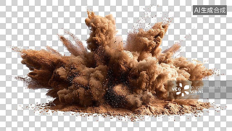【AI数字艺术】棕色尘土爆炸效果特写图片素材