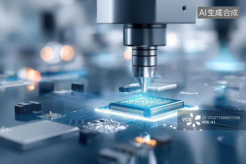 【AI数字艺术】机械臂操作芯片工业科技图图片素材