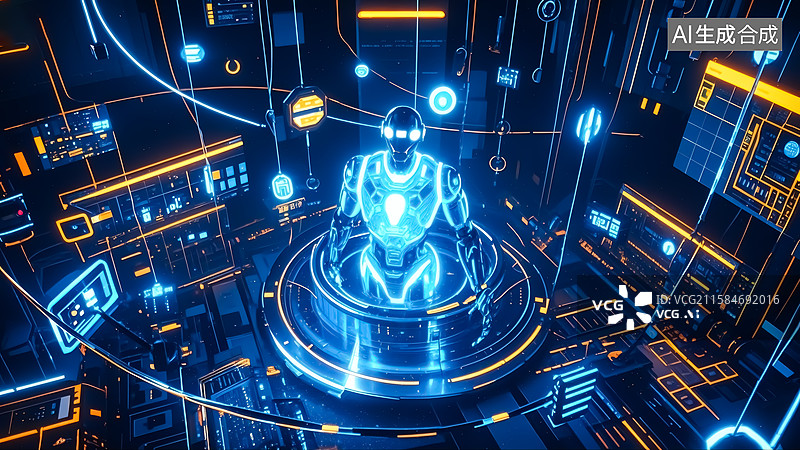 【AI数字艺术】人工智能机器人三维插画图片素材