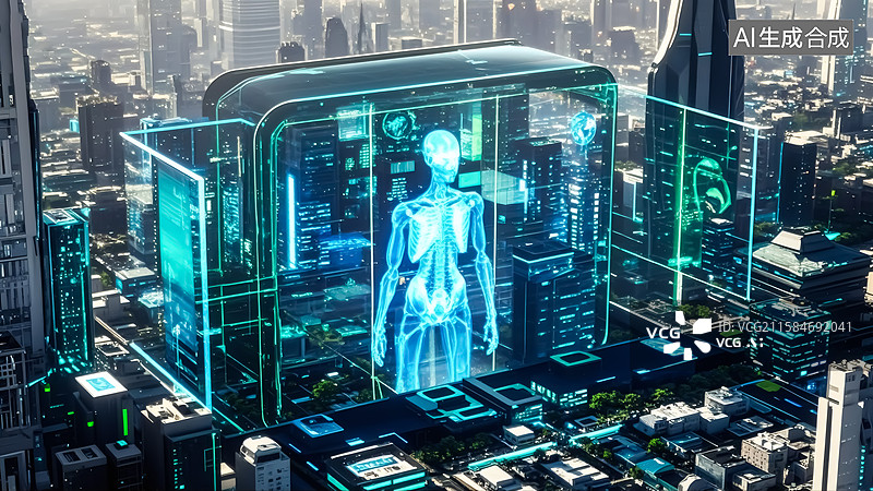 【AI数字艺术】人工智能机器人三维插画图片素材