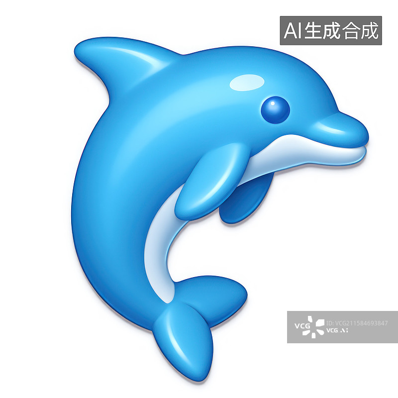【AI数字艺术】一只可爱的蓝色海豚正在跳跃图片素材