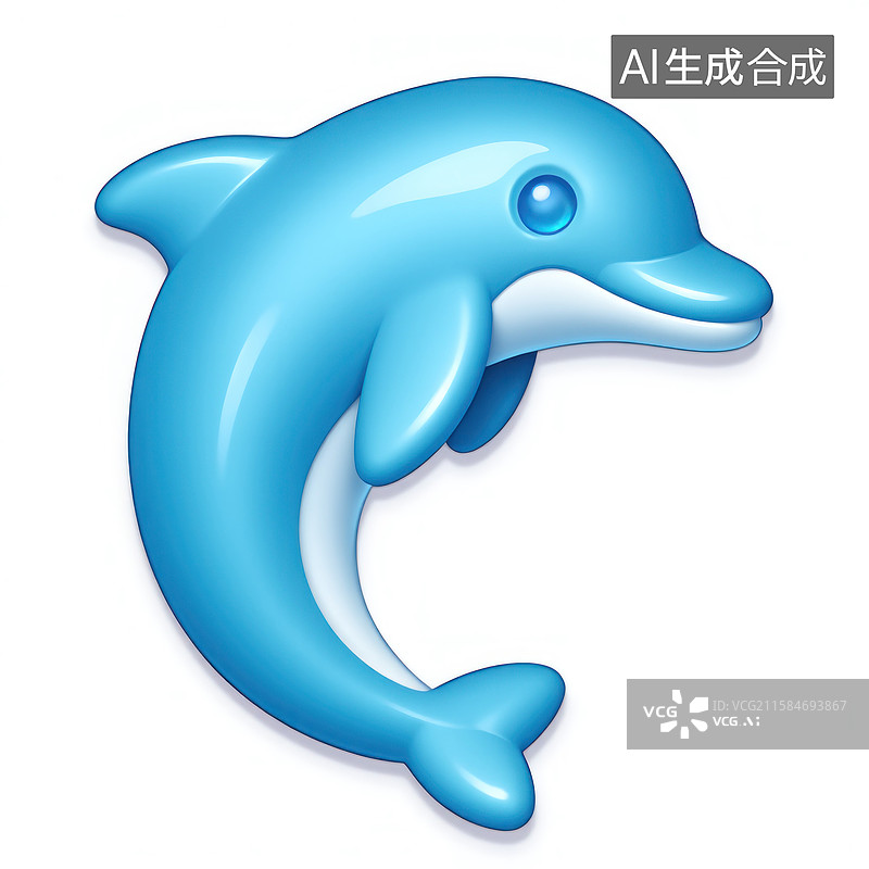 【AI数字艺术】一只可爱的蓝色海豚正在跳跃图片素材