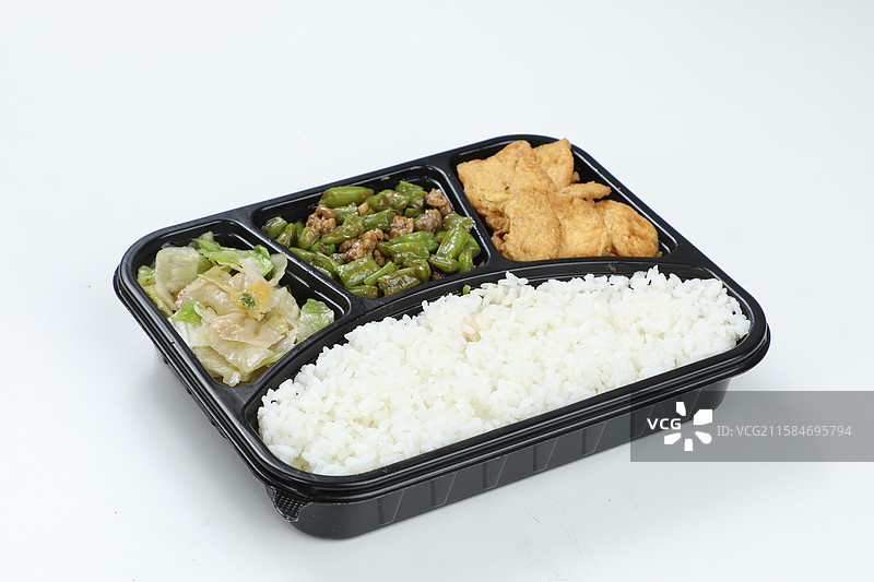 肉沫豆角豆腐盒饭图片素材