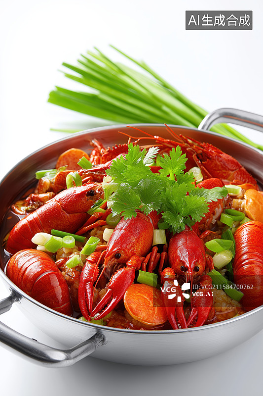 【AI数字艺术】麻辣小龙虾配香菜葱段图片素材