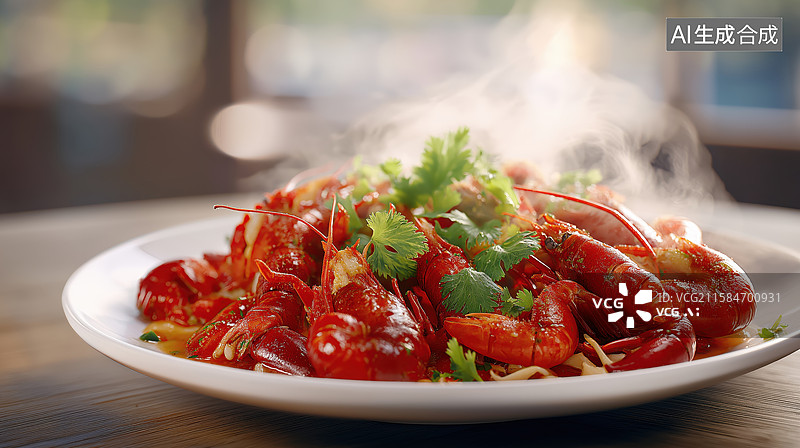 【AI数字艺术】热气腾腾的麻辣小龙虾图片素材