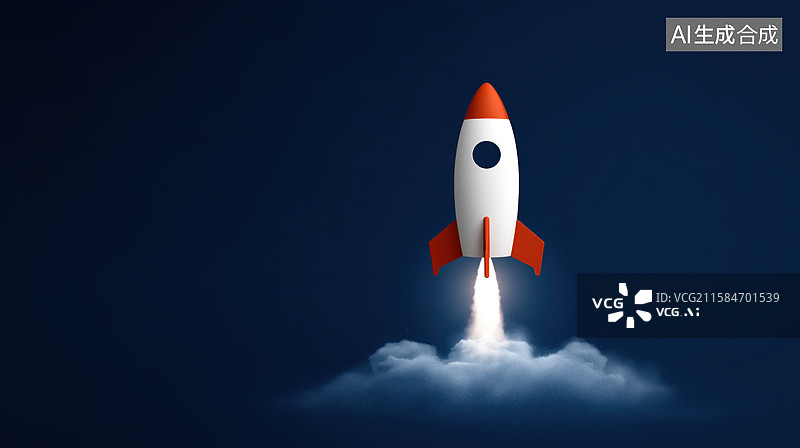【AI数字艺术】火箭升空，穿越云层图片素材