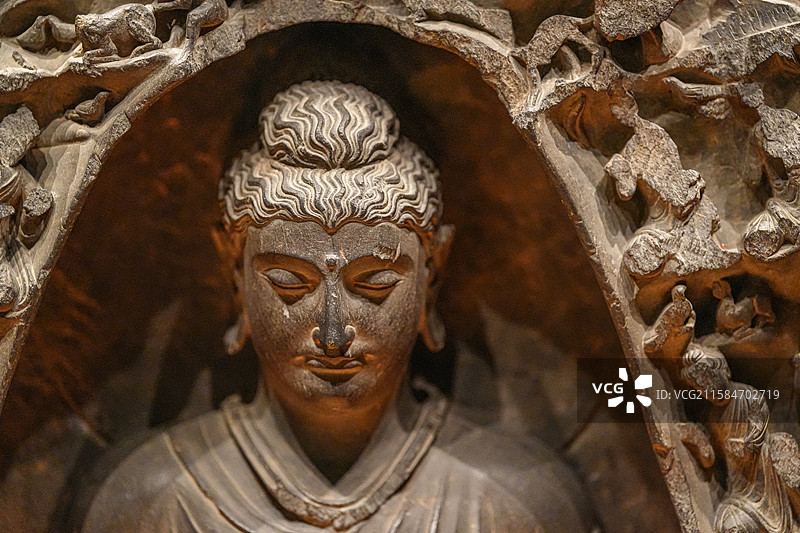 公元3-4世纪 帝释窟禅定 白沙瓦博物馆藏 深圳博物馆 香林空相 犍陀罗艺术展图片素材