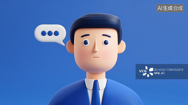 【AI数字艺术】3D卡通人物思考困惑表情包图片素材