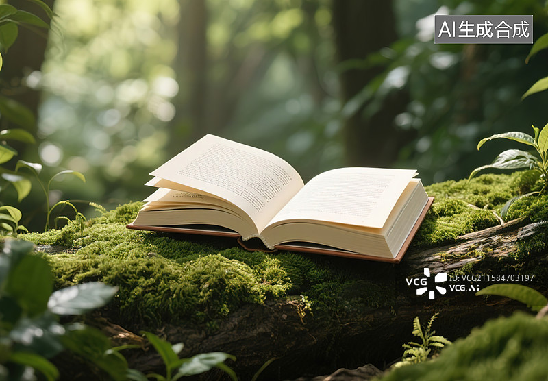 【AI数字艺术】苔痕书意图片素材