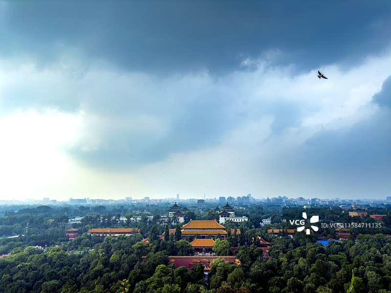 北京旅游风光——城市中轴线以南鼓楼鸟瞰图图片素材