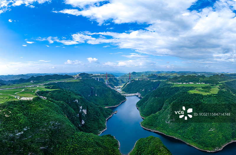 贵阳龙里河大桥航拍全景图图片素材
