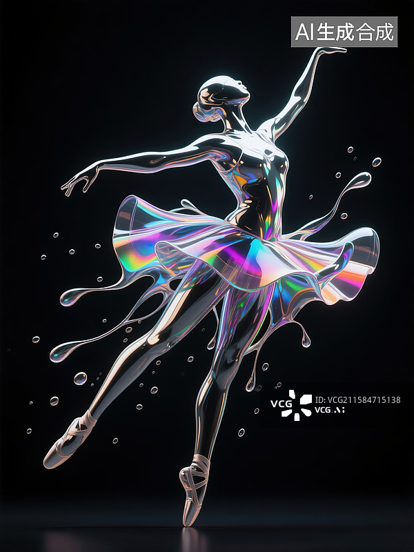 【AI数字艺术】液体金属跳舞女人图片素材