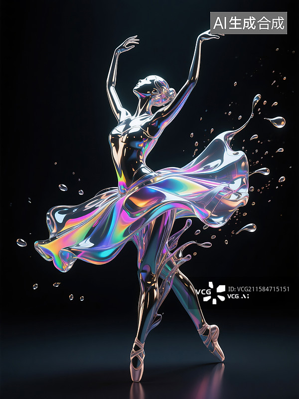 【AI数字艺术】液体金属跳舞女人图片素材