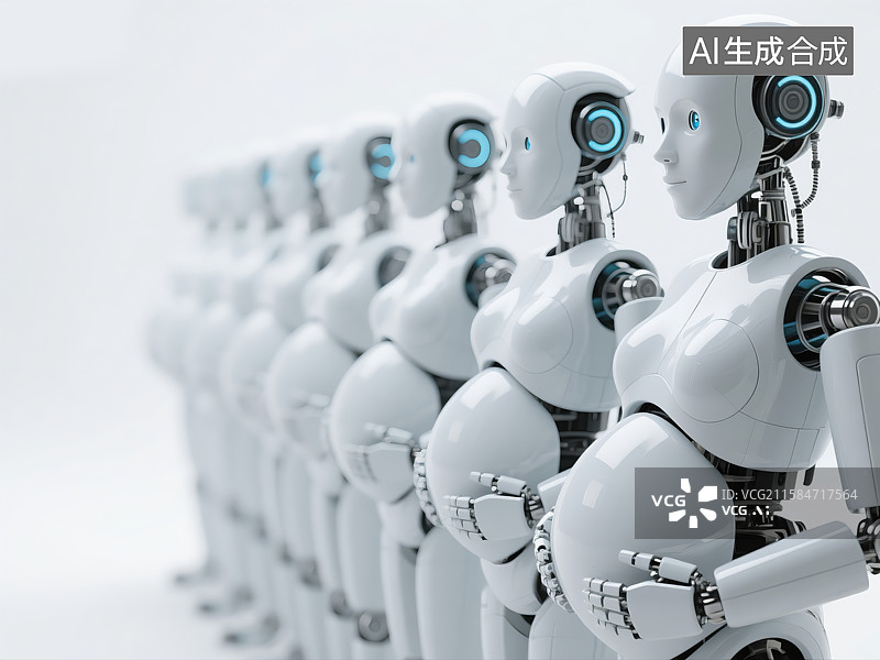 【AI数字艺术】未来怀孕机器人排队产检医学研究实验室中创新生育新质生产力的创意插画抽象商业背景金融科技和经济进步图片素材