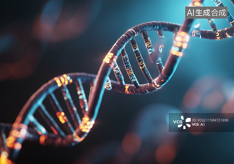 【AI数字艺术】DNA双螺旋结构的微观视图图片素材