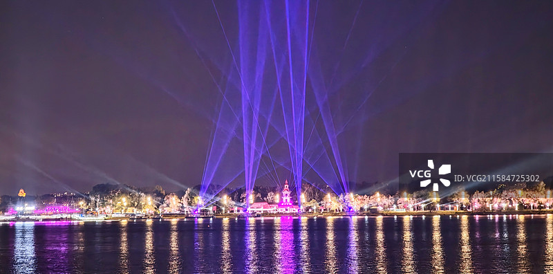 松花江太阳岛灯光秀图片素材