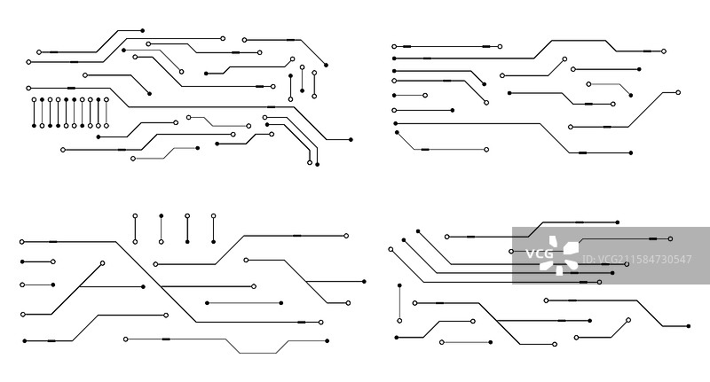 一组印刷电路板的抽象未来主义设计图片素材