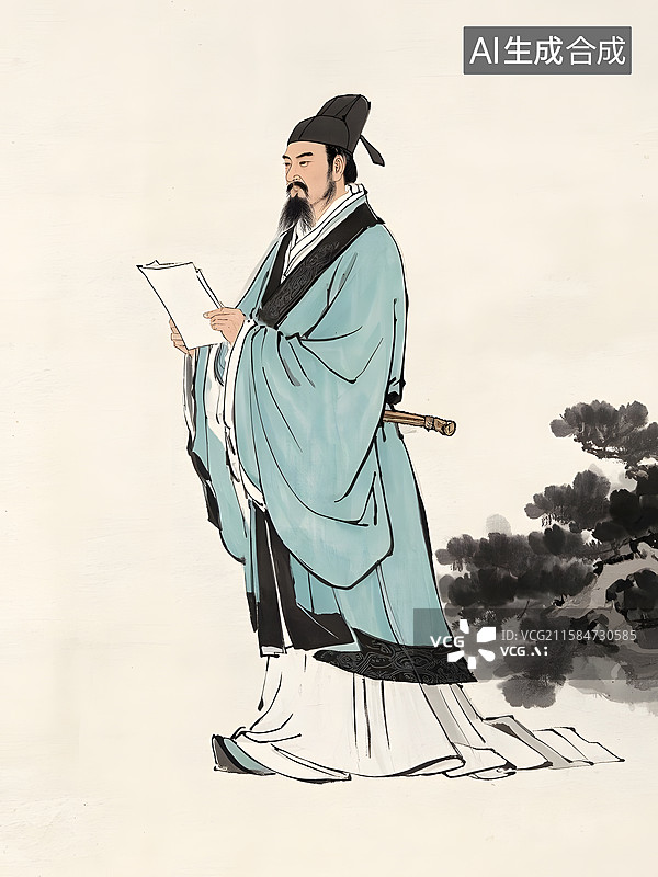 【AI数字艺术】古代名人肖像发明家张衡与毕昇图片素材