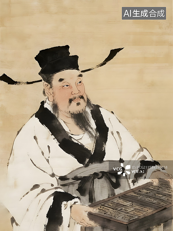 【AI数字艺术】古代名人肖像发明家张衡与毕昇图片素材