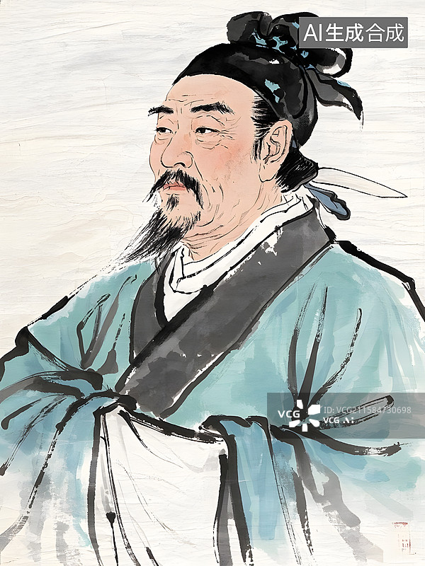 【AI数字艺术】古代名人肖像发明家张衡与毕昇图片素材