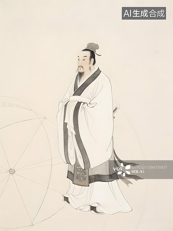 【AI数字艺术】古代名人肖像发明家张衡与毕昇图片素材