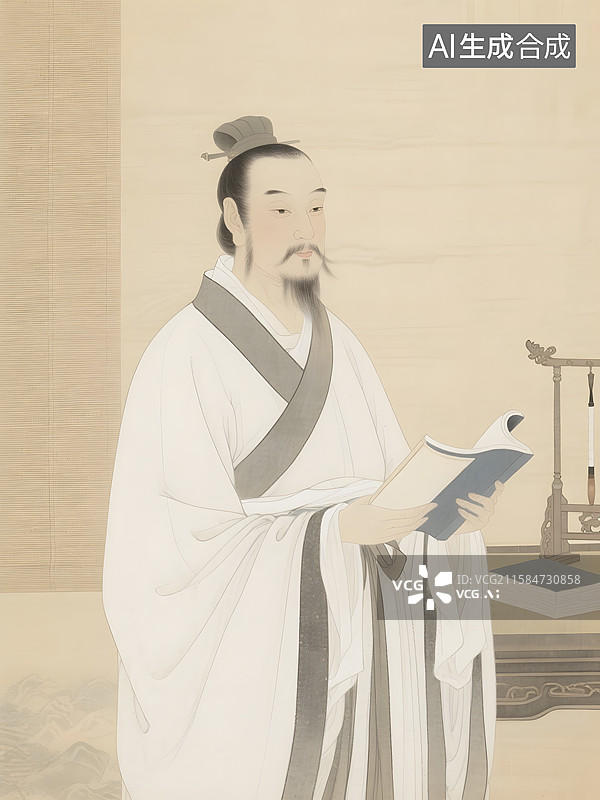 【AI数字艺术】古代名人肖像发明家张衡与毕昇图片素材