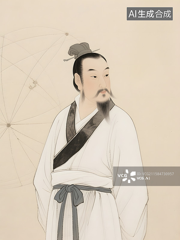 【AI数字艺术】古代名人肖像发明家张衡与毕昇图片素材