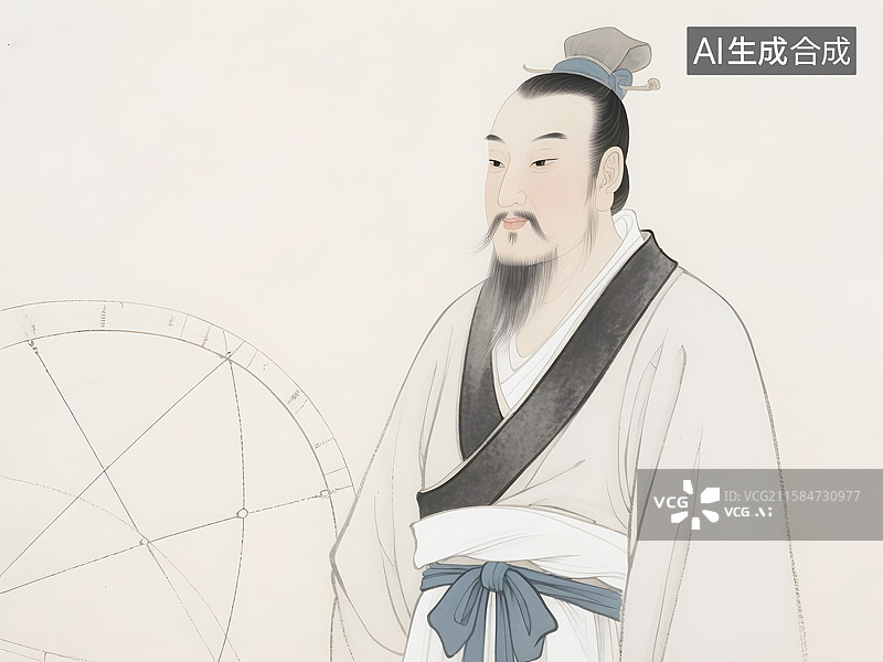 【AI数字艺术】古代名人肖像发明家张衡与毕昇图片素材
