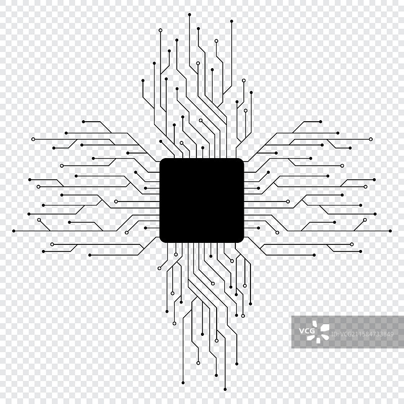 印刷电路板和处理器抽象图图片素材