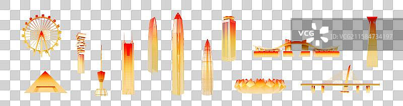 3D渲染的深圳城市地标元素图片素材