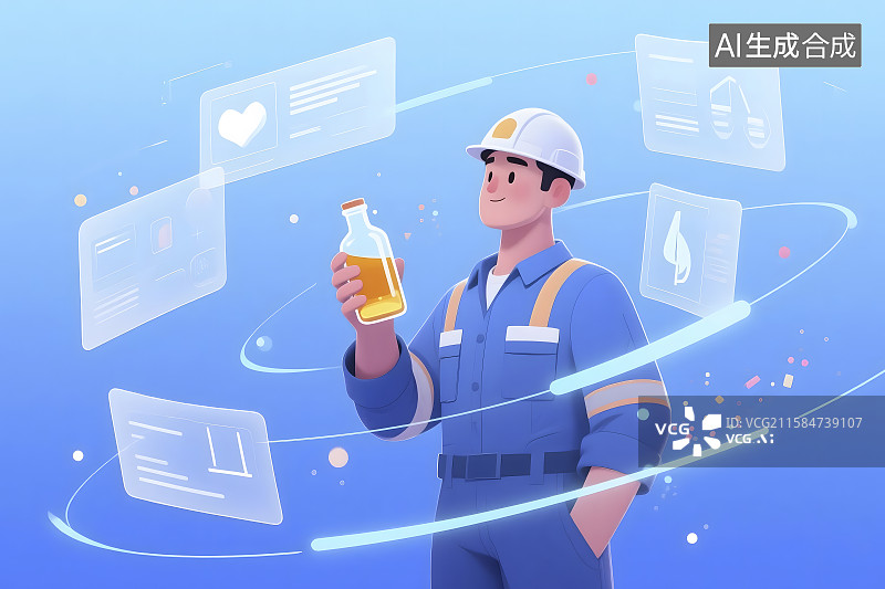 【AI数字艺术】石油工人科技背景图片素材