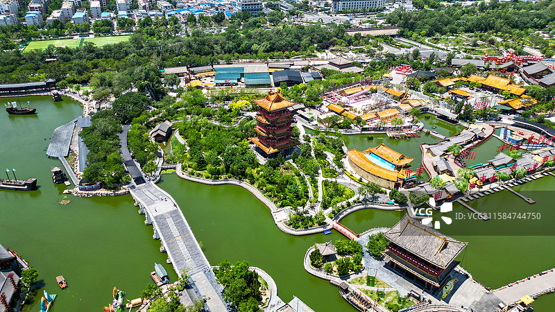 河南开封清明上河园拂云阁航拍图片素材