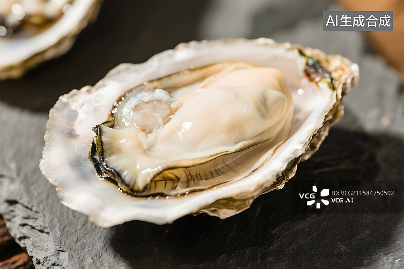 【AI数字艺术】石板上剥开的乳山生蚝图片素材