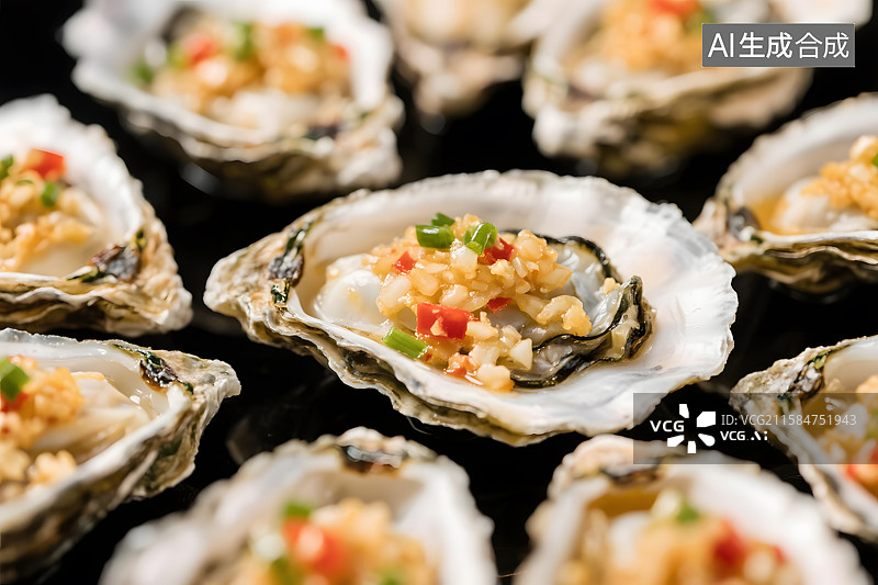 【AI数字艺术】蒜蓉生蚝特写图片素材
