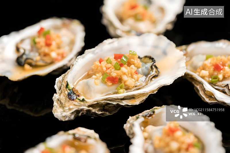 【AI数字艺术】蒜蓉生蚝特写图片素材