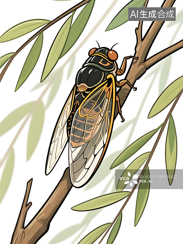 【AI数字艺术】枝头蝉鸣的夏日知了图片素材