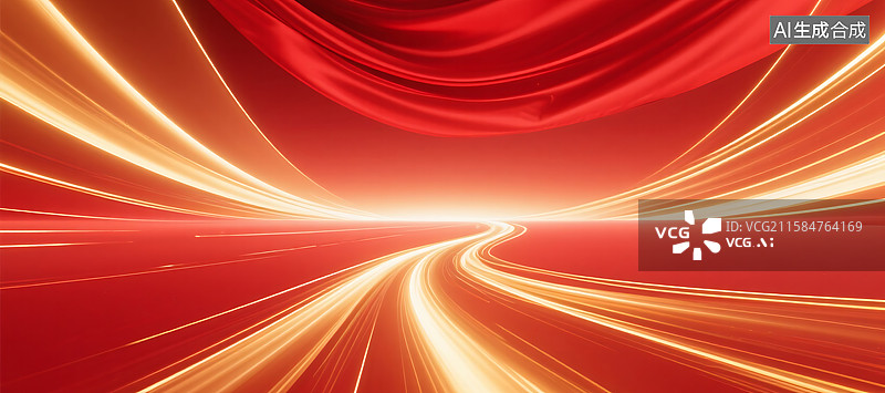 【AI数字艺术】红金色高端时尚绸缎庆典背景图片素材