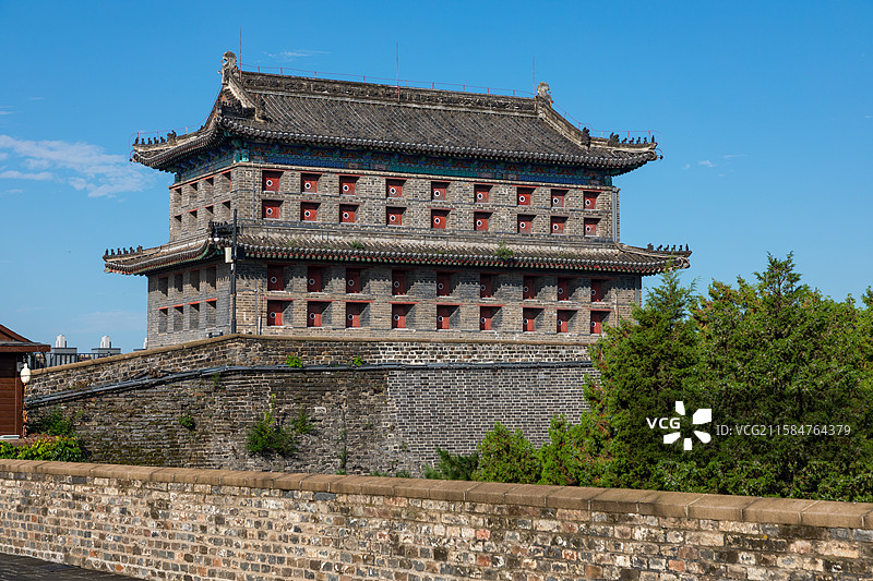 河北省秦皇岛市，山海关古城，天下第一关，箭楼，明代长城，第一批全国重点文物保护单位图片素材