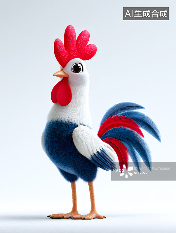 【AI数字艺术】一只可爱的卡通大公鸡图片素材