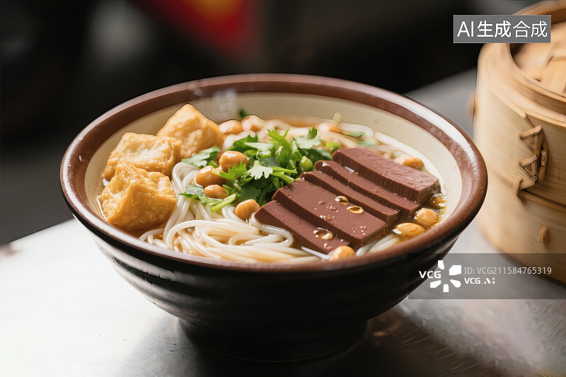 【AI数字艺术】金陵特色小吃，鸭血粉丝汤图片素材