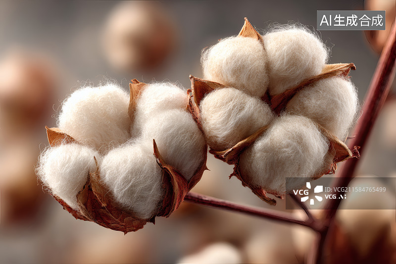 【AI数字艺术】秋收节气，成熟等待采摘，柔软的白色棉花图片素材