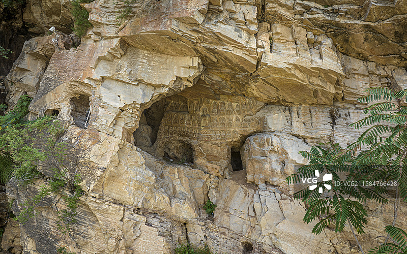 河北省保定市唐县明伏石窟航拍图片素材